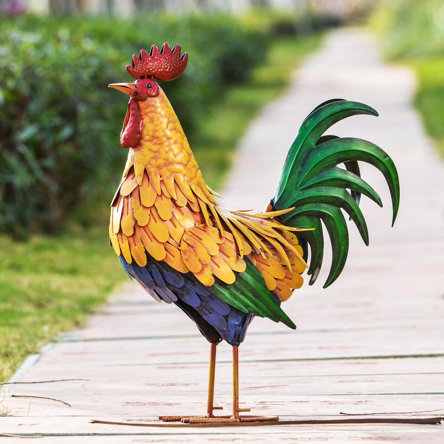 Estatuas de gallo metal 21pulg para jardín y patio