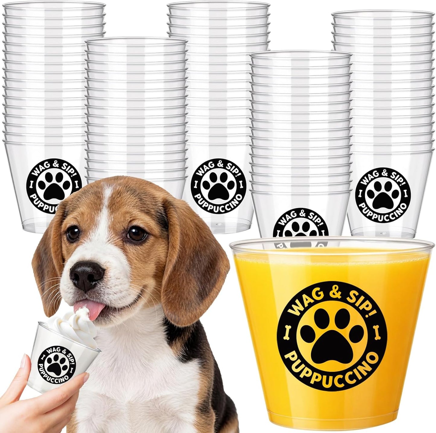 Tazas plástico transparente para perros 5oz