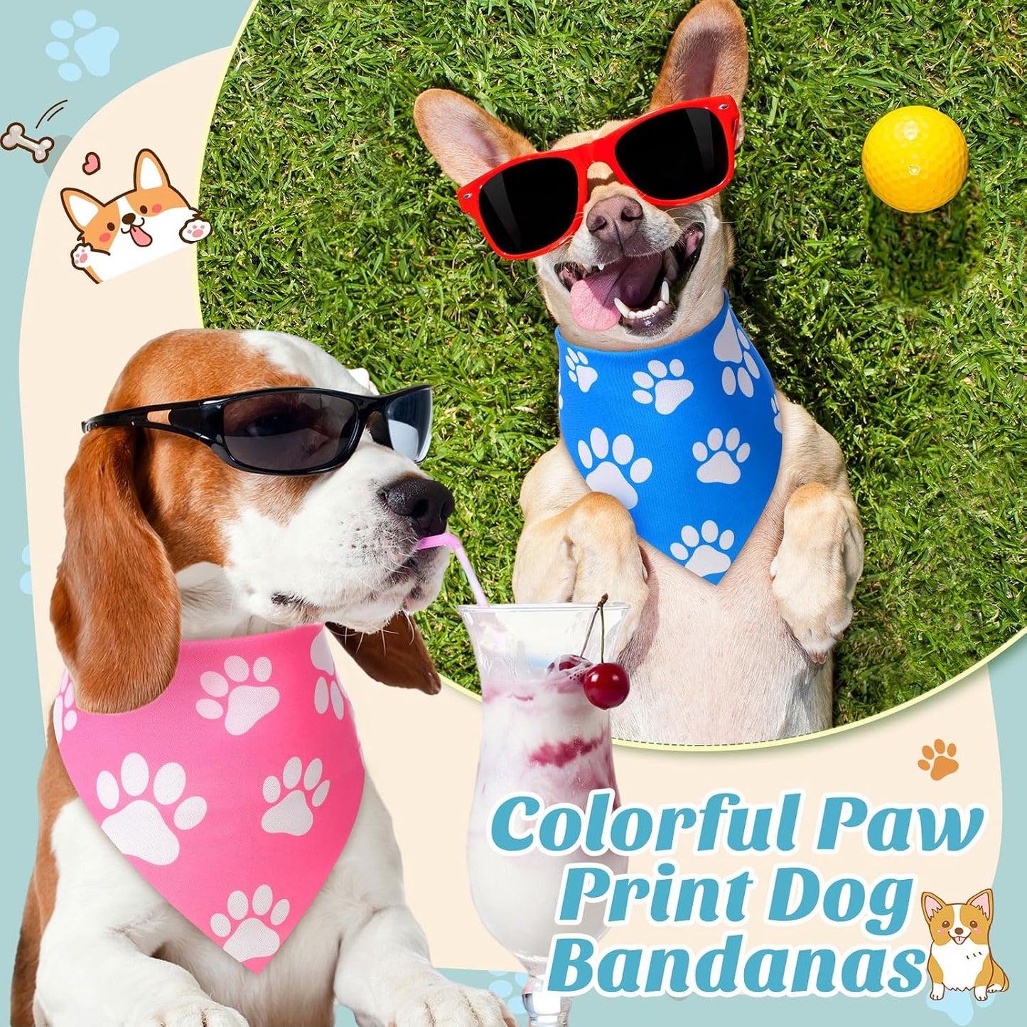 60 Bandanas Triangulares Perros Estampado Arco Iris