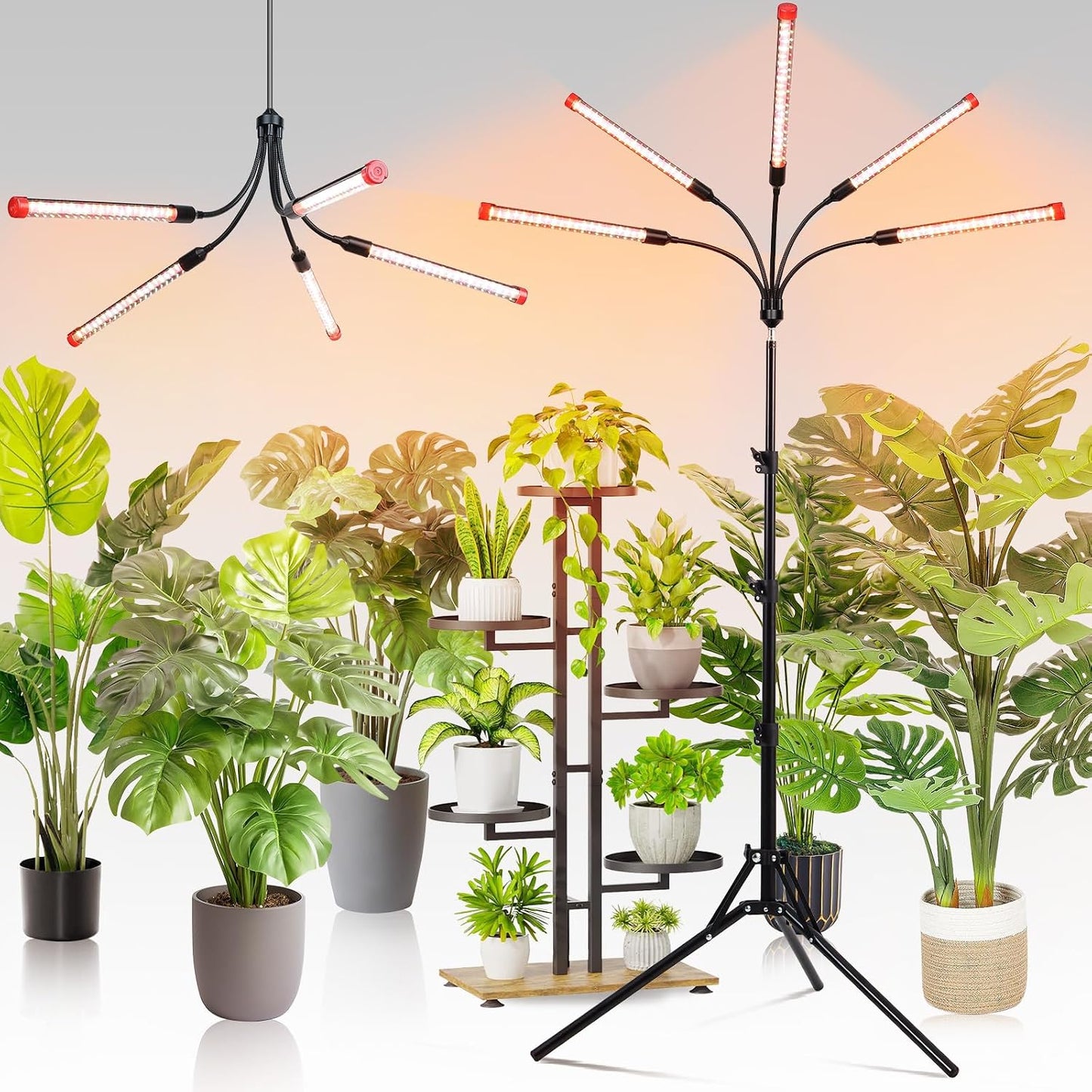 Luz de cultivo 45W 5 cabezales soporte bonsái y plantas