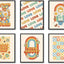 Set 6 arte retro 70s hippie flores psicodélico