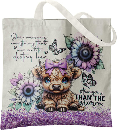 Bolso hombro lona para mujer y niña amante vacas Highland
