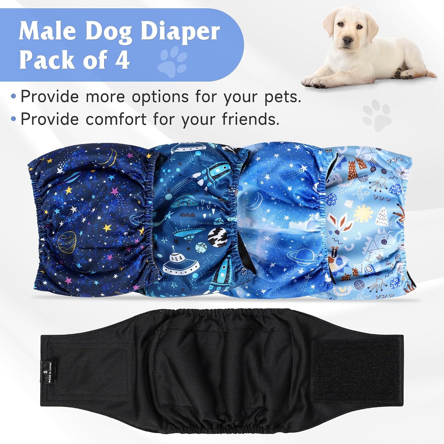 Pañales lavables perros machos talla M pack 4