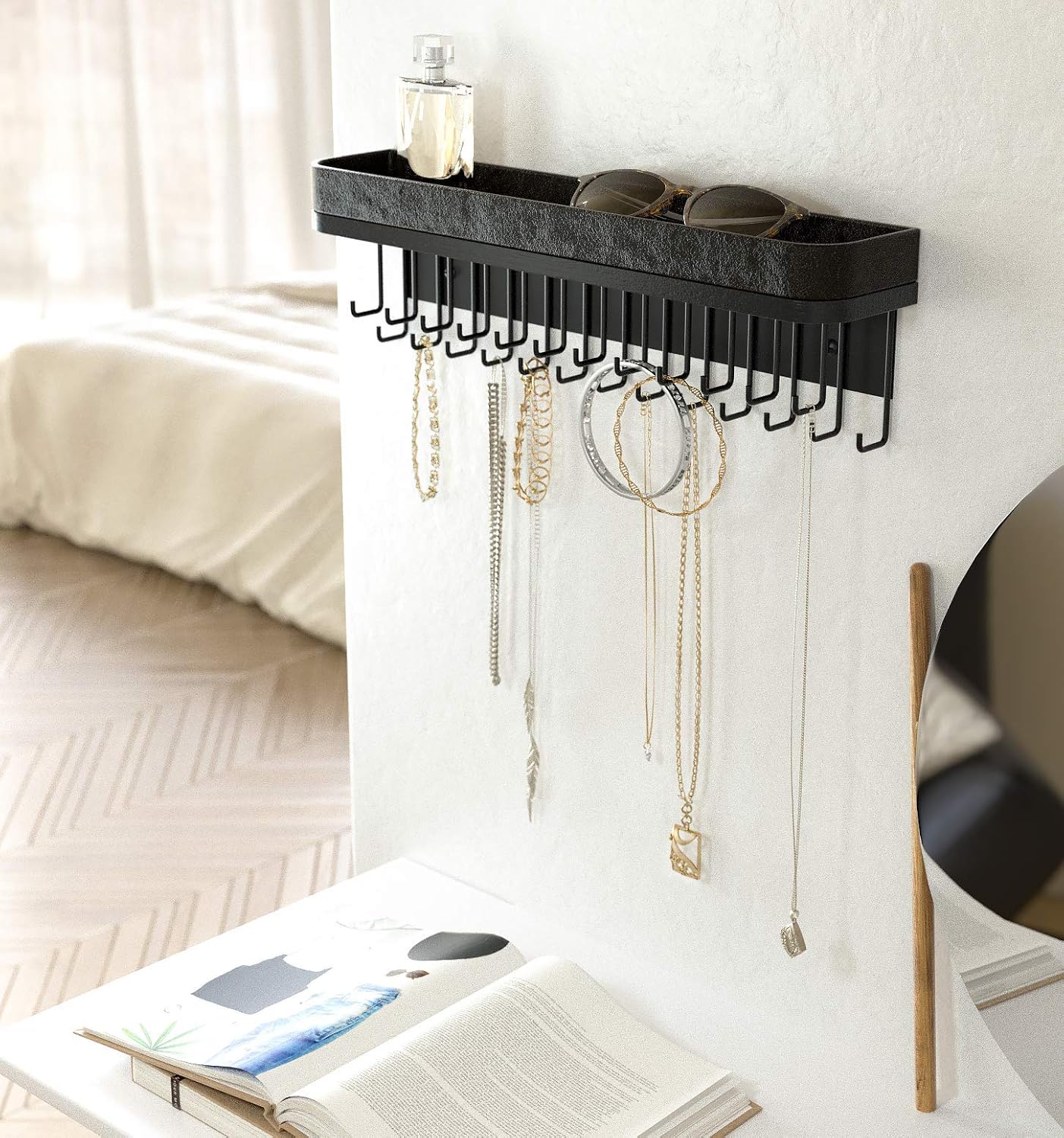 Soporte joyas pared 25 ganchos decoración gótica negro