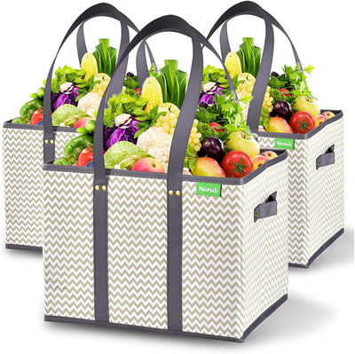Bolsas compras grandes reutilizables con base reforzada set 3