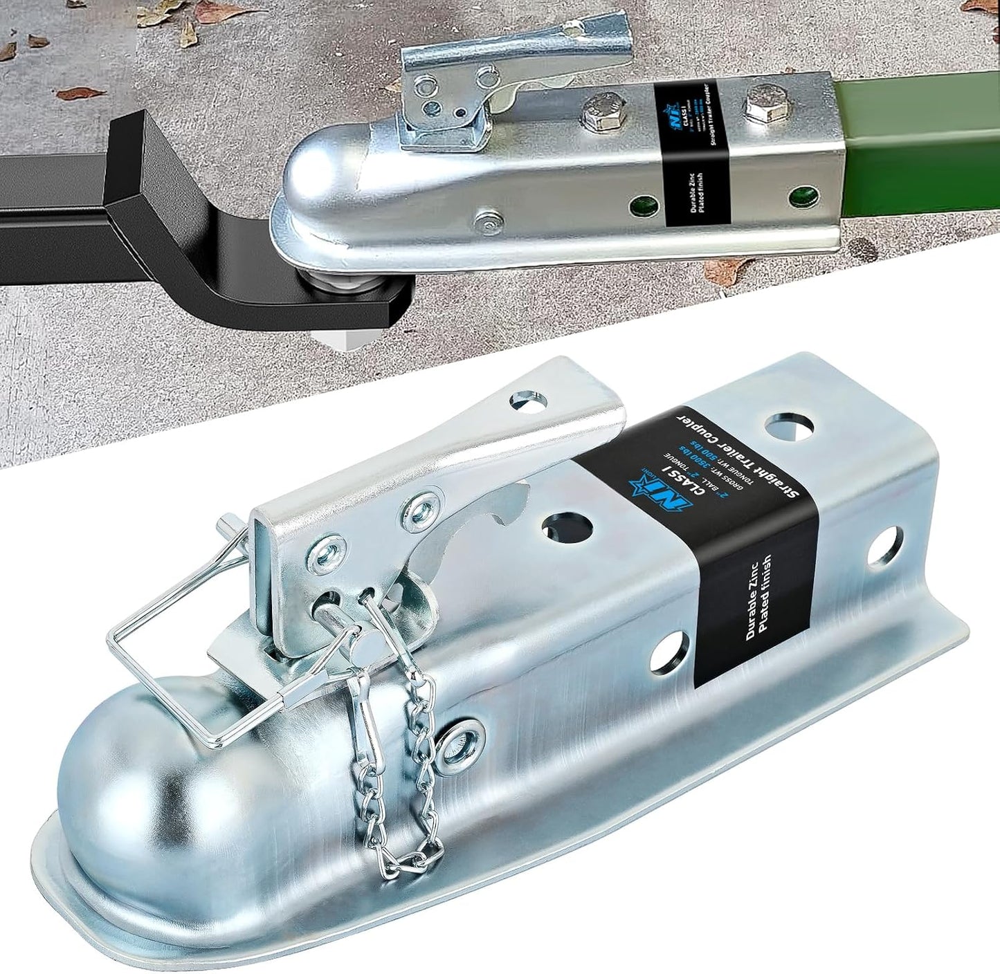 Acoplador remolque 2" con pestillo cadena 3500lb