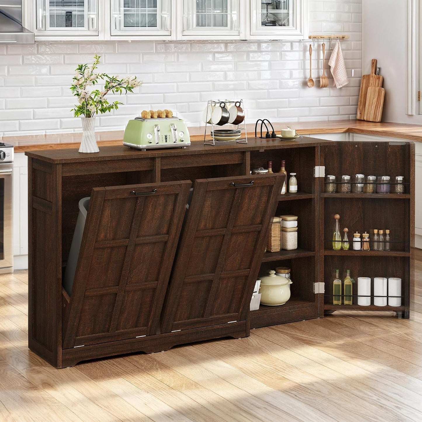Isla cocina rústica con regleta 2 puertas estante ajustable