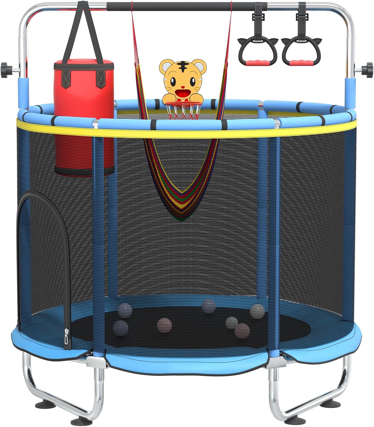 Trampolín para niños con red 440lbs con balancín y canasta
