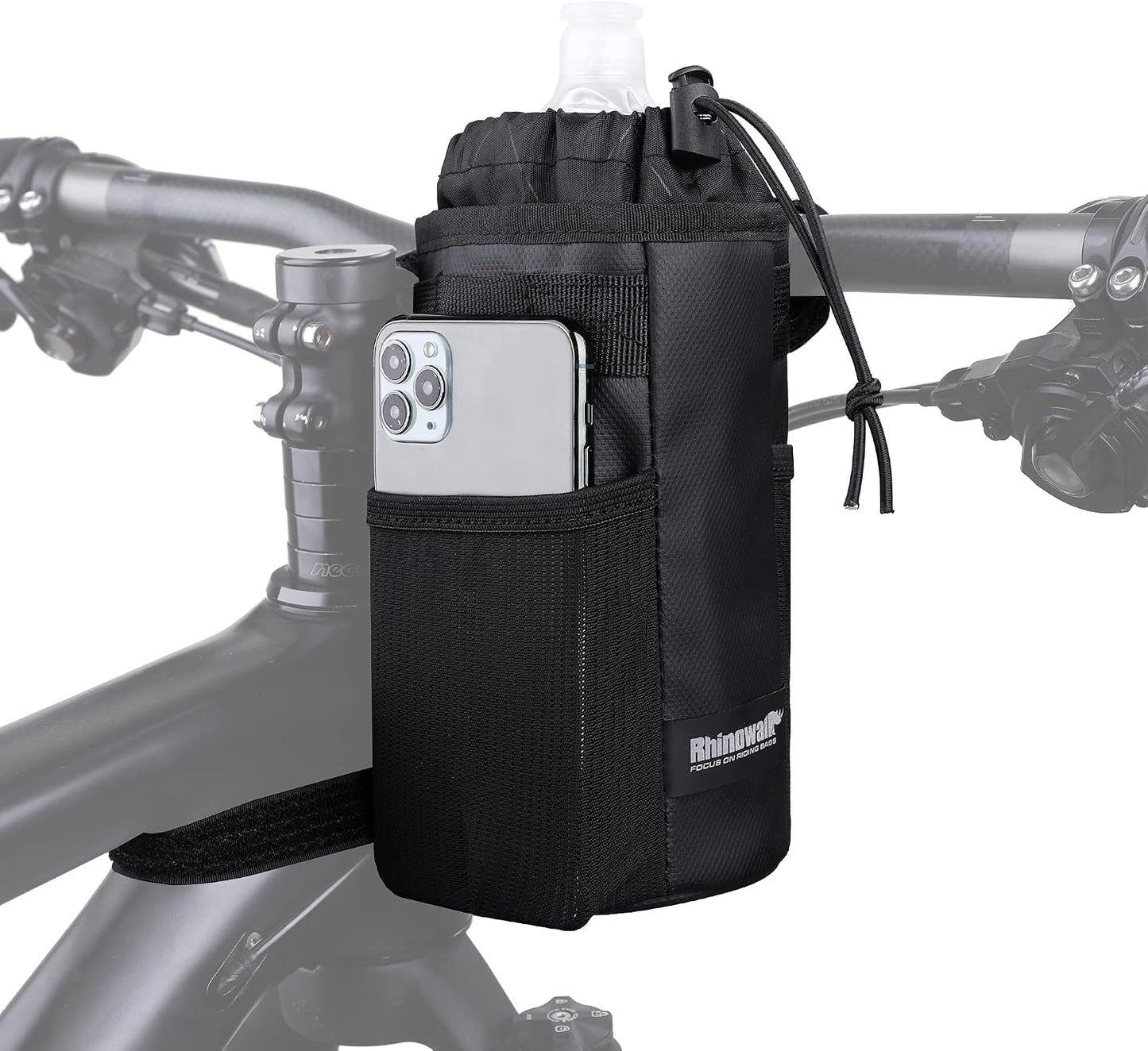 Bolsa manillar bicicleta con soporte botella y taza