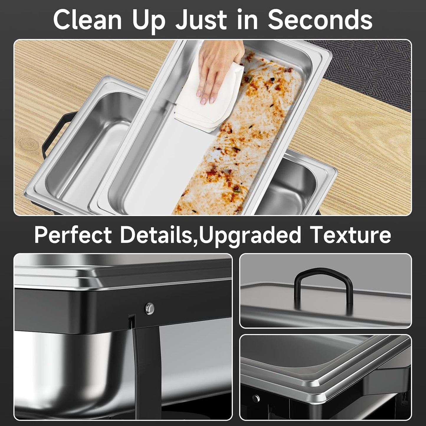 Set 4 Pzas Platos Roce Acero Inox 9qt Buffet