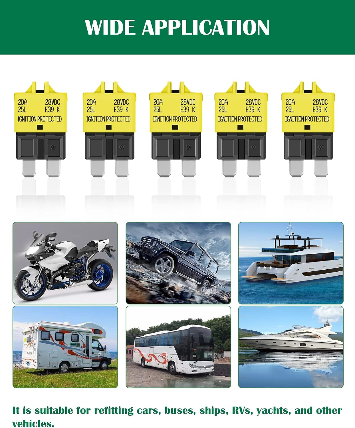 Fusible reiniciable ATC/ATO 20A para auto camión RV barco