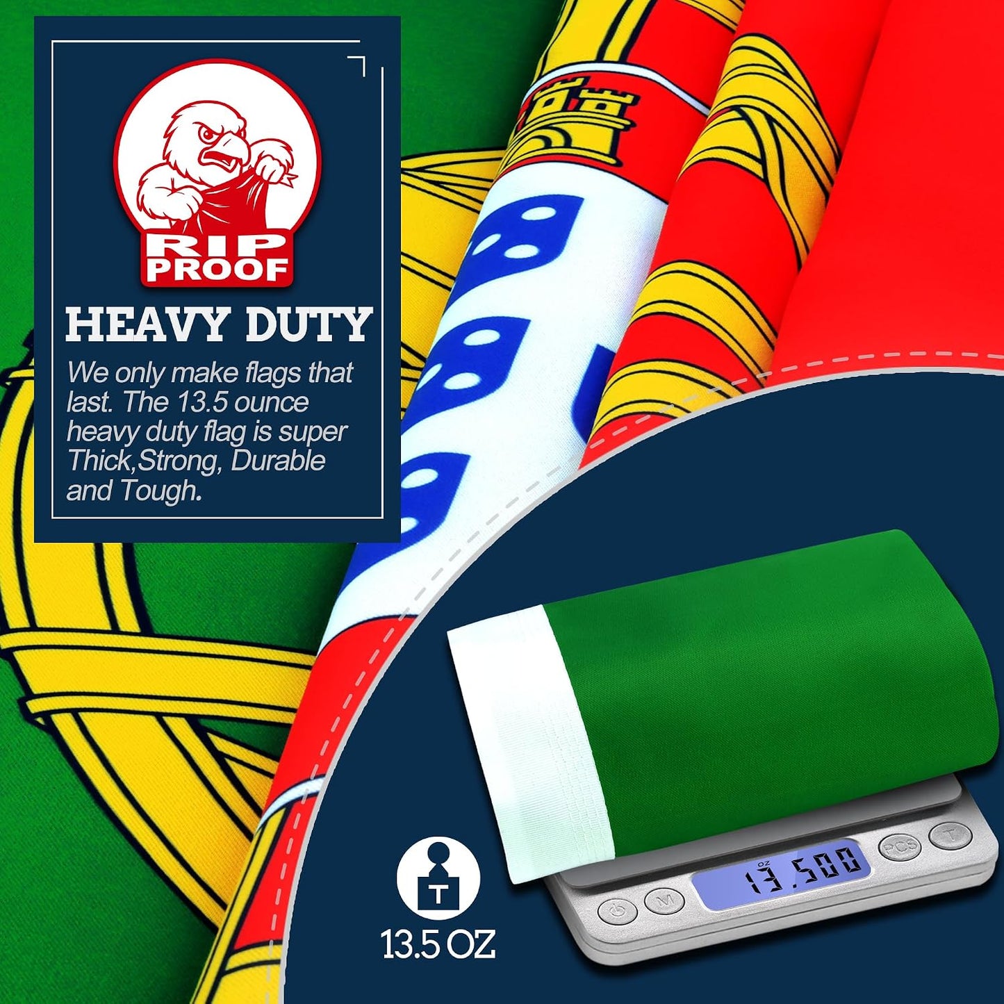 Bandera Portugal 3x5ft 3 capas resistente rasgaduras