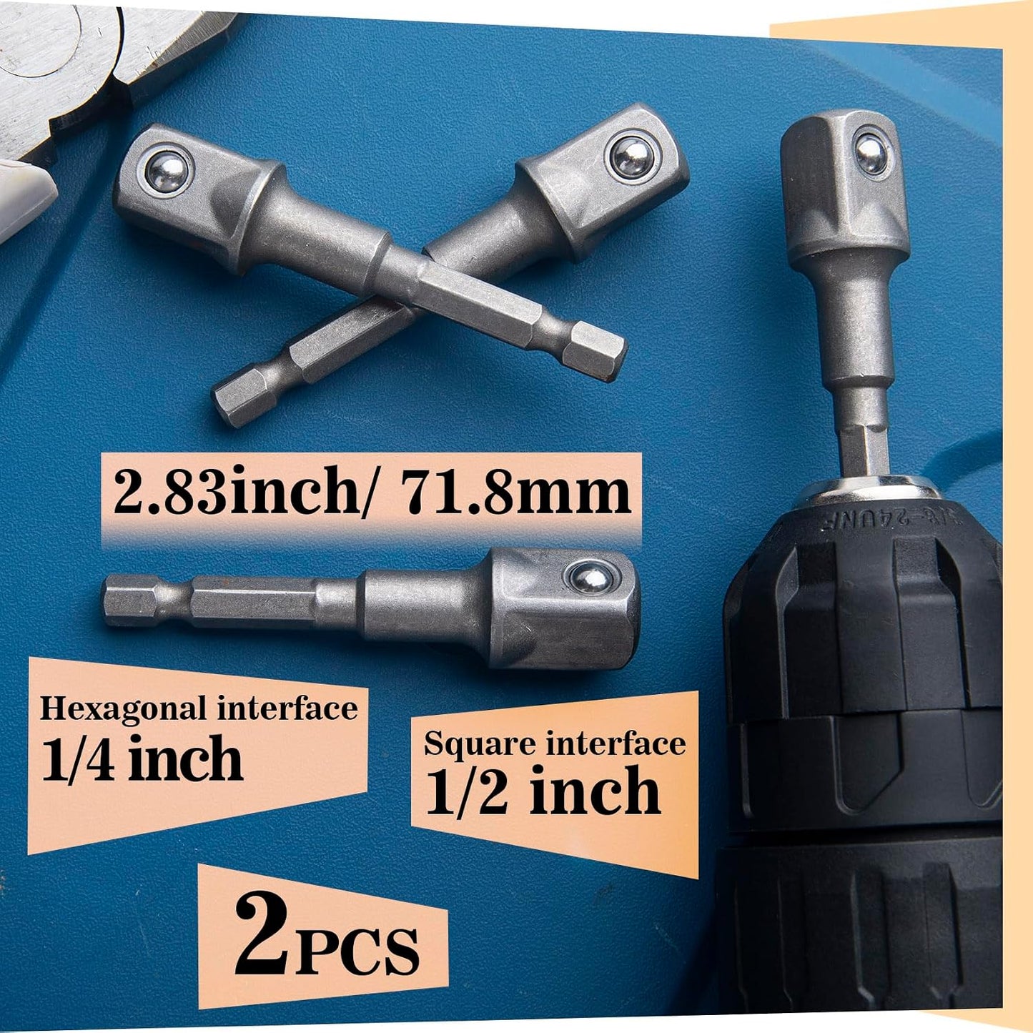2 Adaptadores Impacto 1/2" Vástago 1/4"