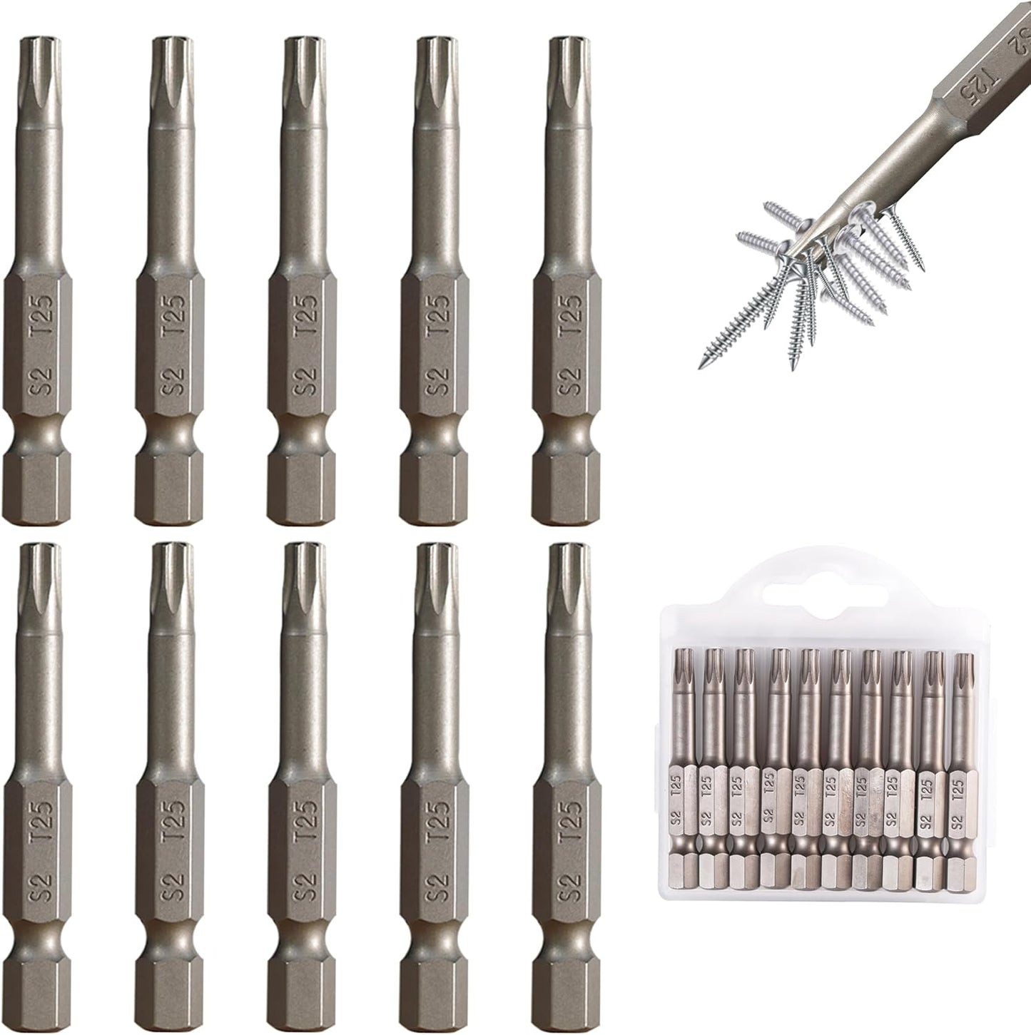 Juego 10 Pzas Puntas Torx #25 Acero S2 Magnético