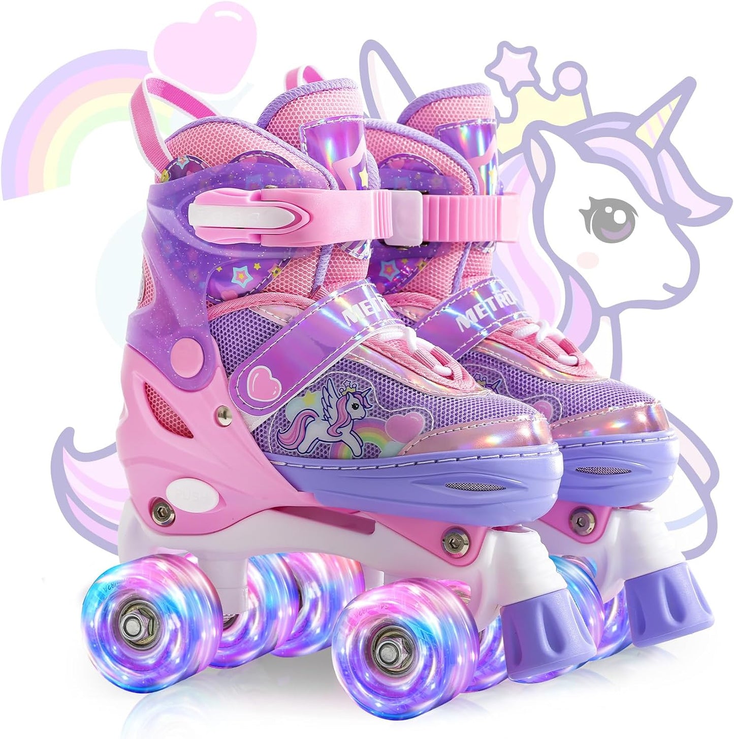 Patines ajustables unicornio para niñas ruedas brillantes