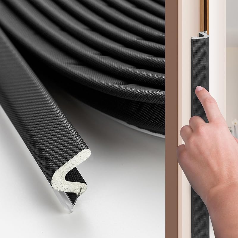 Burlete puerta insonorización forma V 60 ft negro