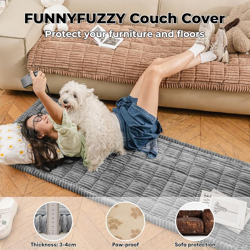 Fundas sofá perros franela lavable 27.6x59.1pulg azul gris