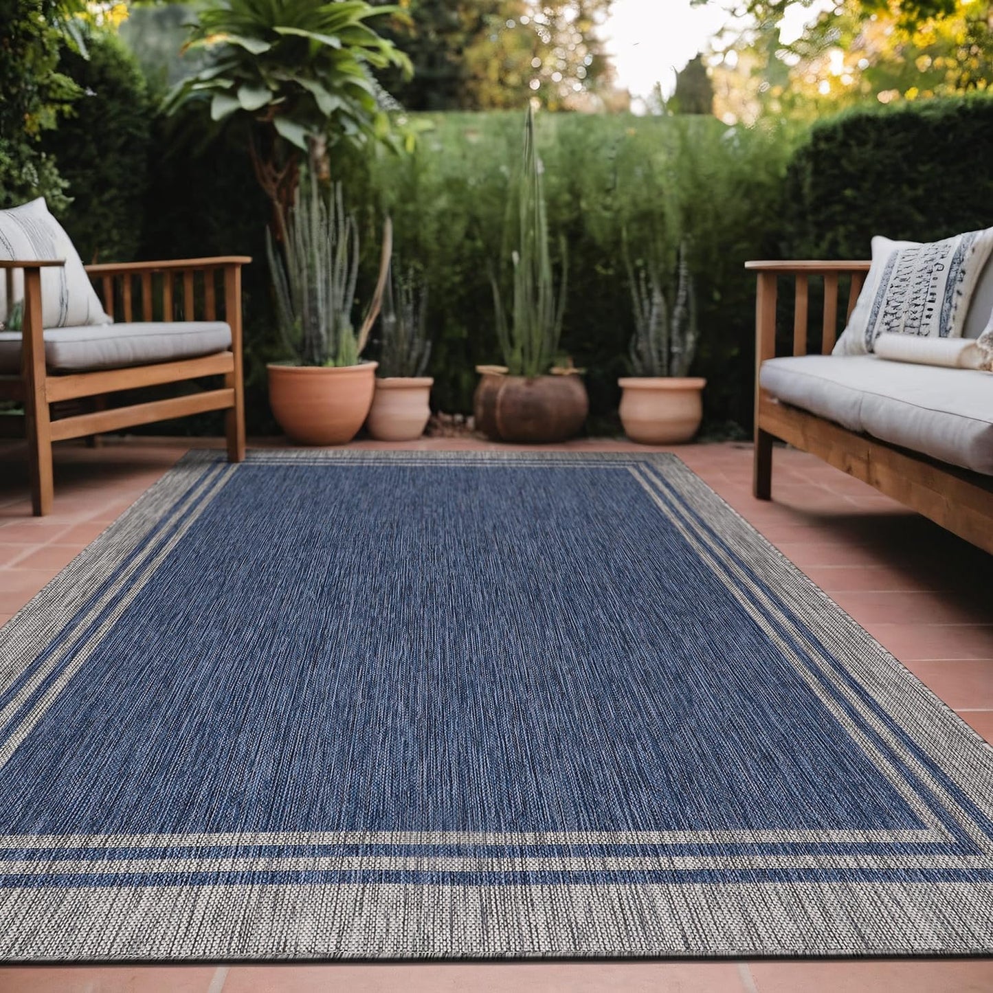 Alfombra exterior 5x7pies impermeable azul marino