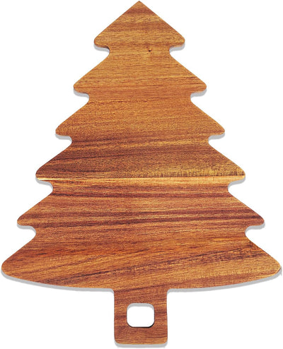Tabla cortar madera forma árbol Navidad marrón