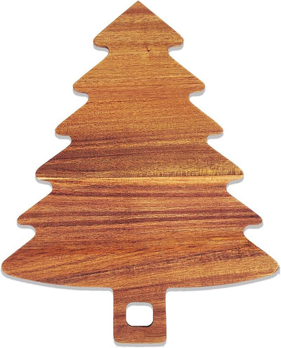 Tabla cortar madera forma árbol Navidad marrón