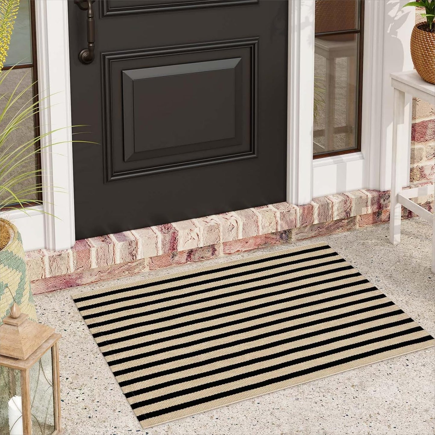 Alfombra puerta delantera reversible algodón negro y marrón