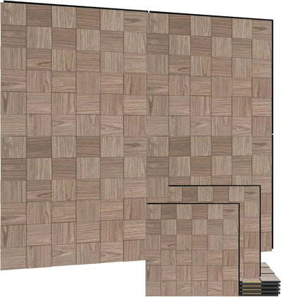 4 Paneles Acústicos 3D 23.6x23.6pulg Madera Mosaico