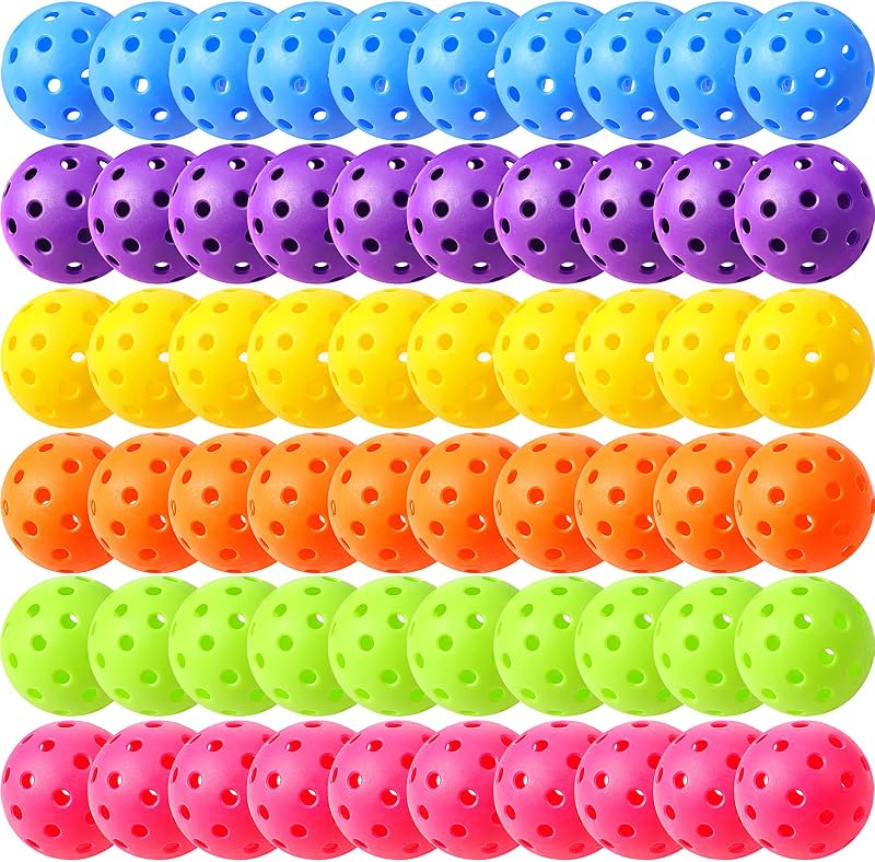 60 Pelotas Béisbol Plástico 40 Agujeros Multicolor