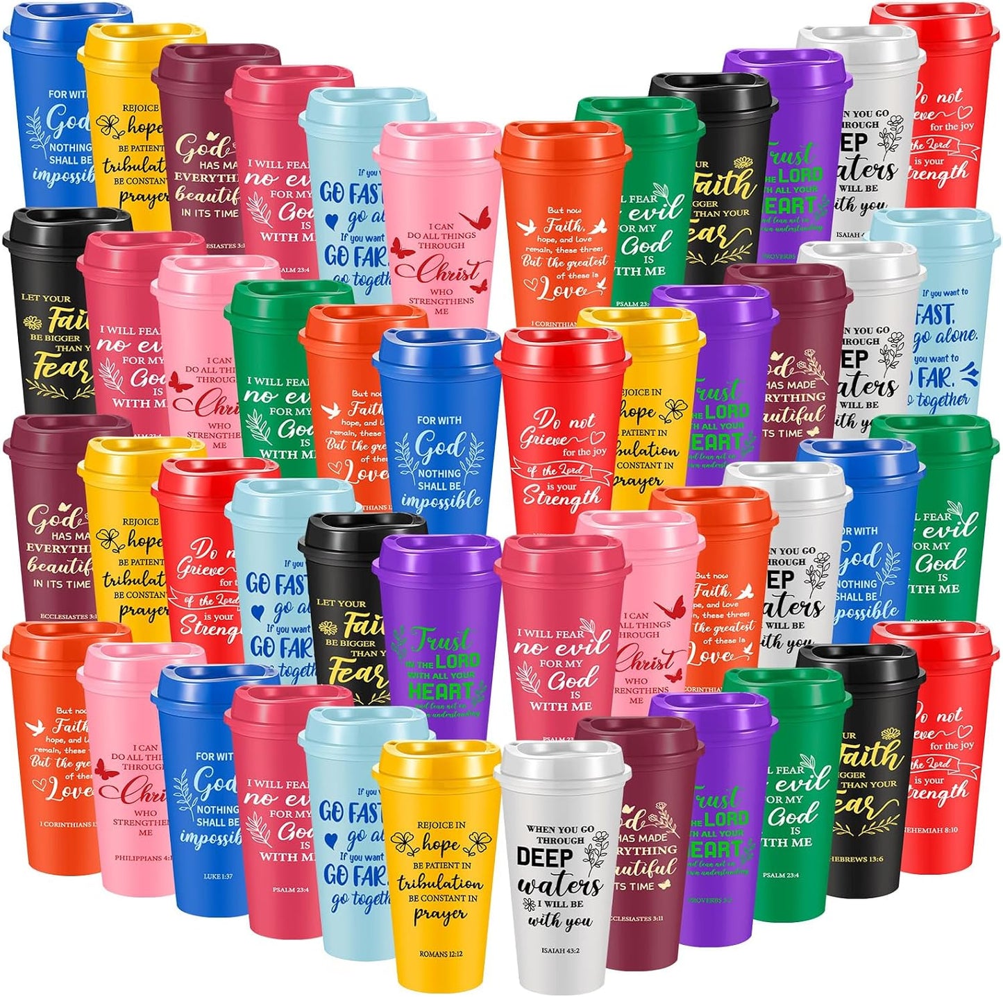 48 Tazas Cristianas 16oz con Versículo Biblia para Mujer