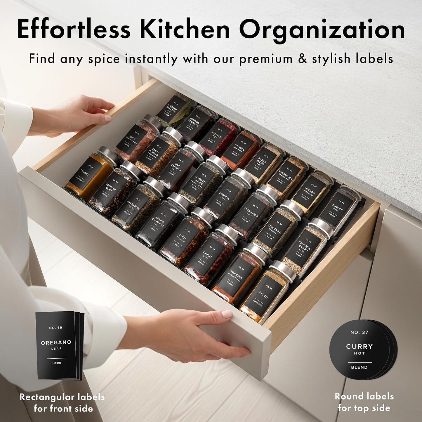 Tarros vidrio especias con tapas acero 24oz organiz.