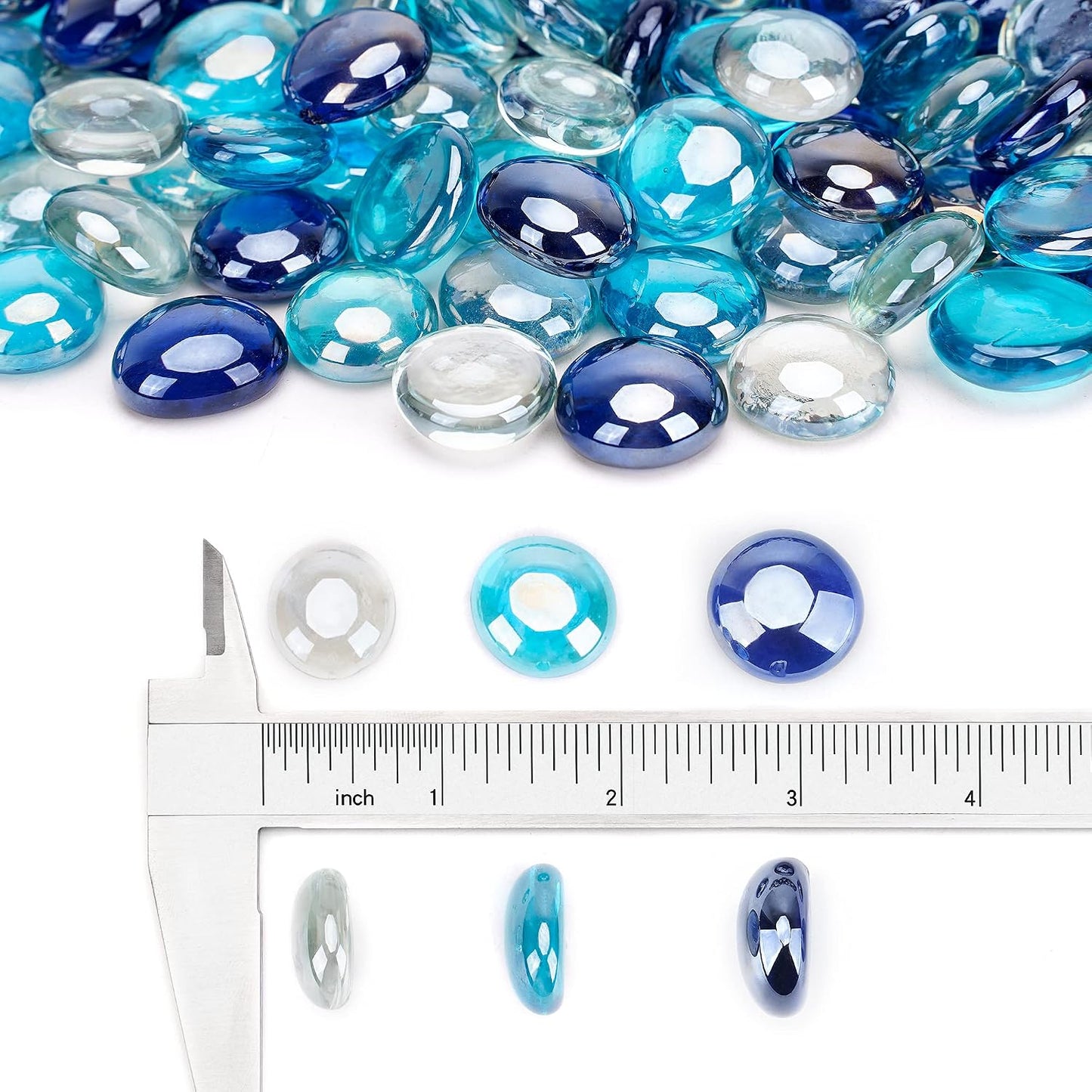 Cuentas Vidrio Ignífugo 1/2pulg Cobalto Azul Hielo