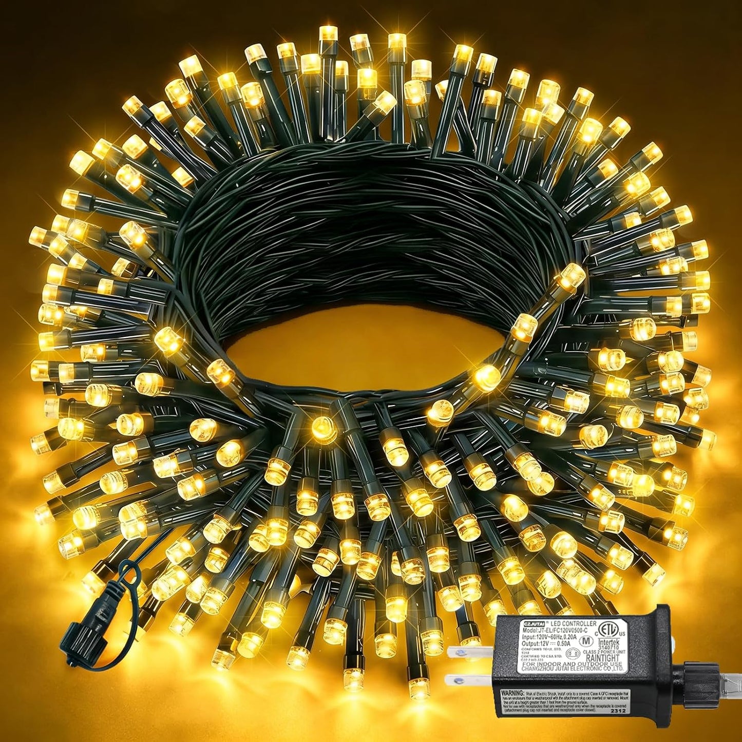 Guirnalda 240 luces LED Navidad 80ft blancas cálidas