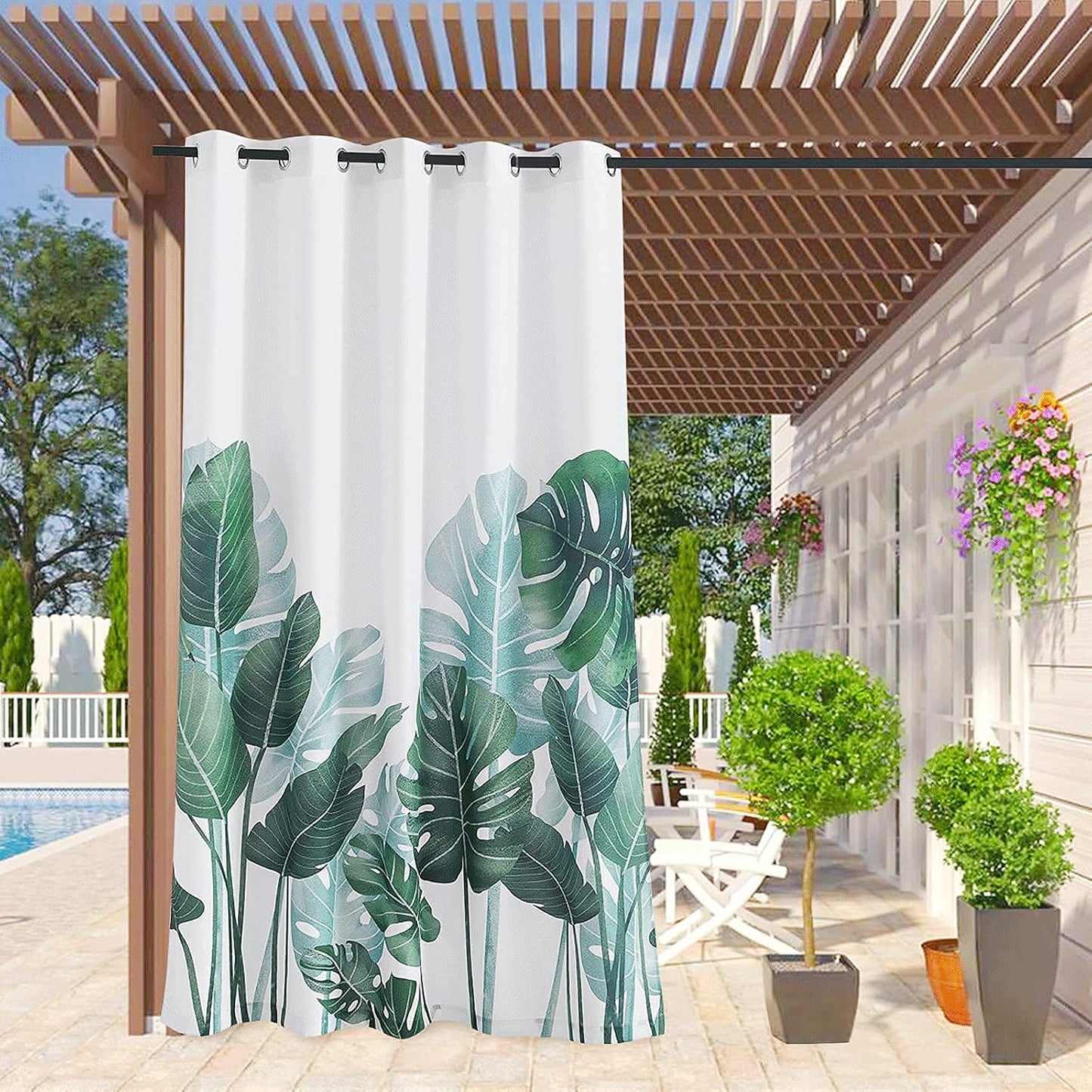 Cortinas impermeables 84pulg patrón hojas tropicales