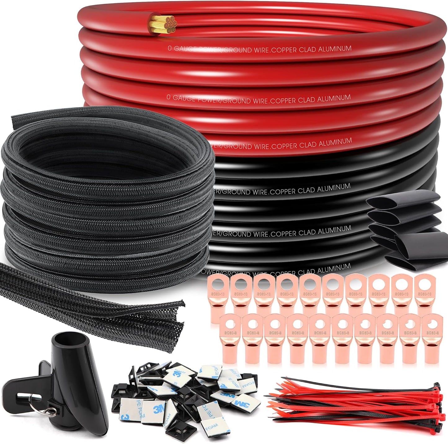 Cable batería 1/0 AWG 40" CC con funda PET 20pzas