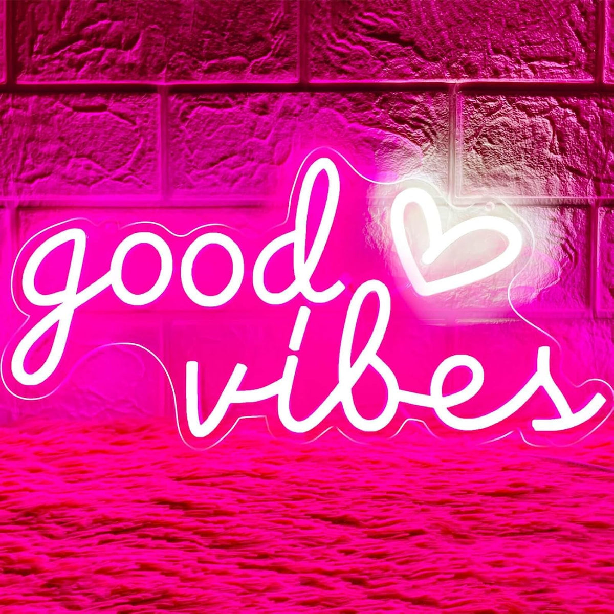 Letrero Neón Good Vibes Rosa 16x8 Operado USB