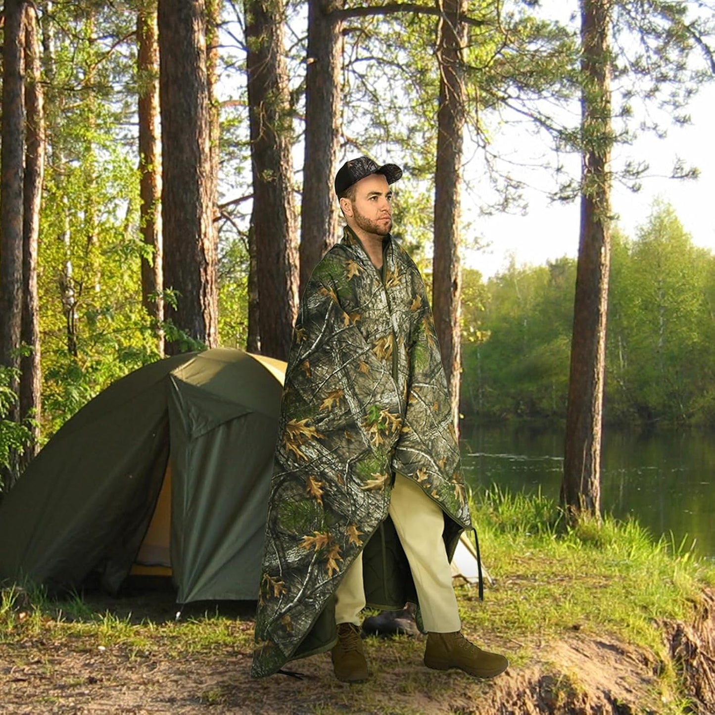 Forro poncho militar 60x79pulg manta camping impermeable