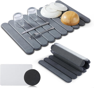 Tapete secado platos piedra 23.6x15.3pulg antideslizante gris