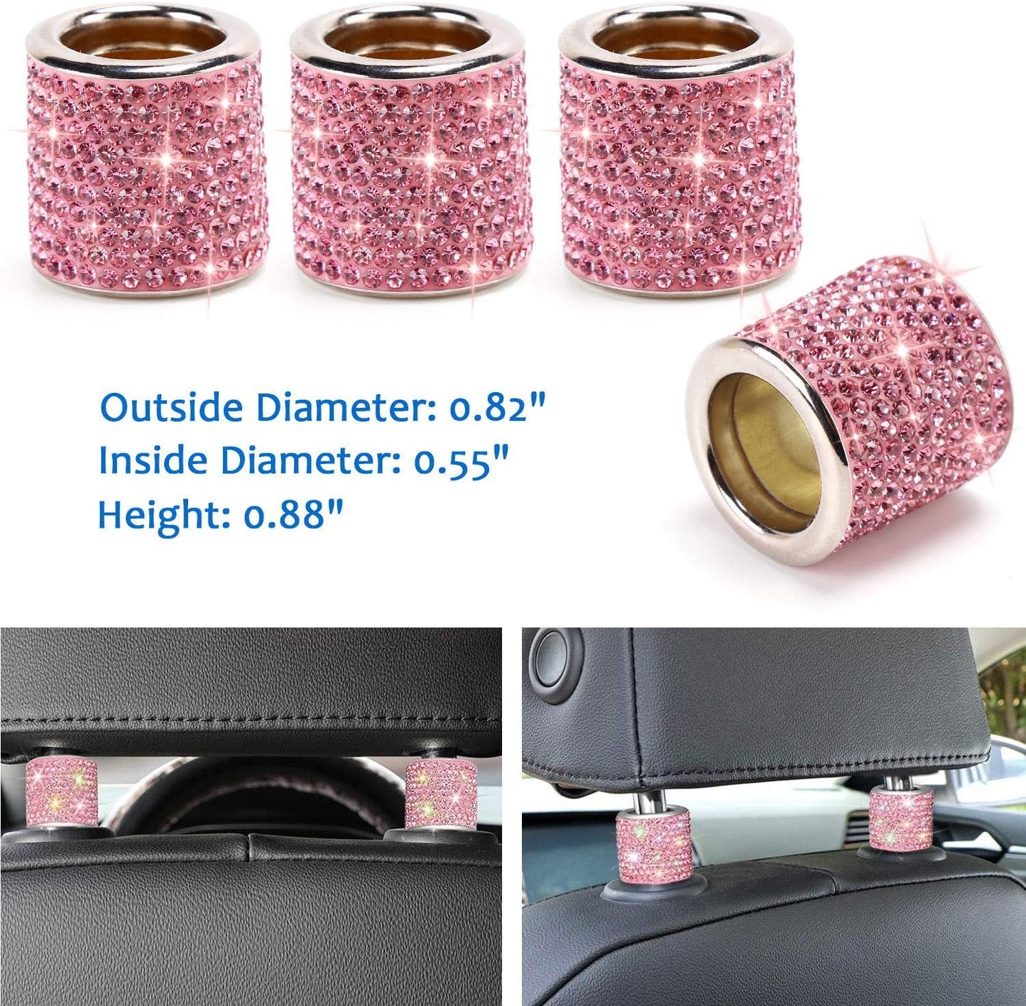 Set 15 accesorios auto rosa para mujer brillantes