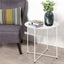 Mesa auxiliar redonda plegable metal blanca cian