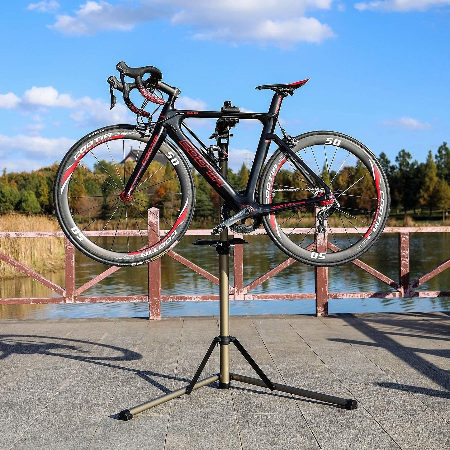 Soporte reparación bicicleta ajustable set 23 pzas