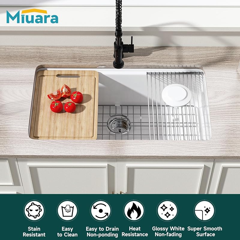 Fregadero cocina 33pulg arcilla refractaria
