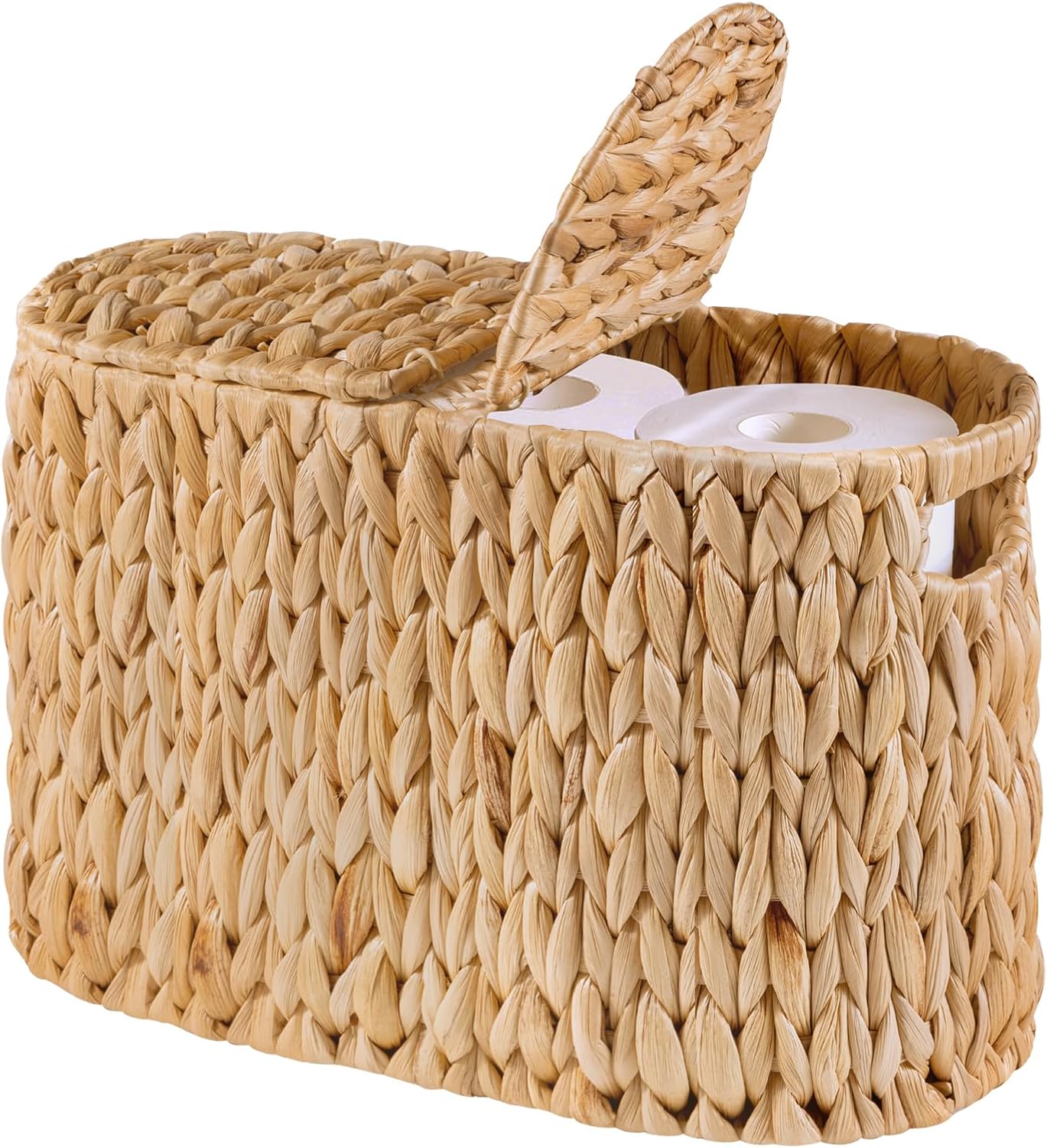 Cesta papel higiénico mimbre con tapa para 6 rollos