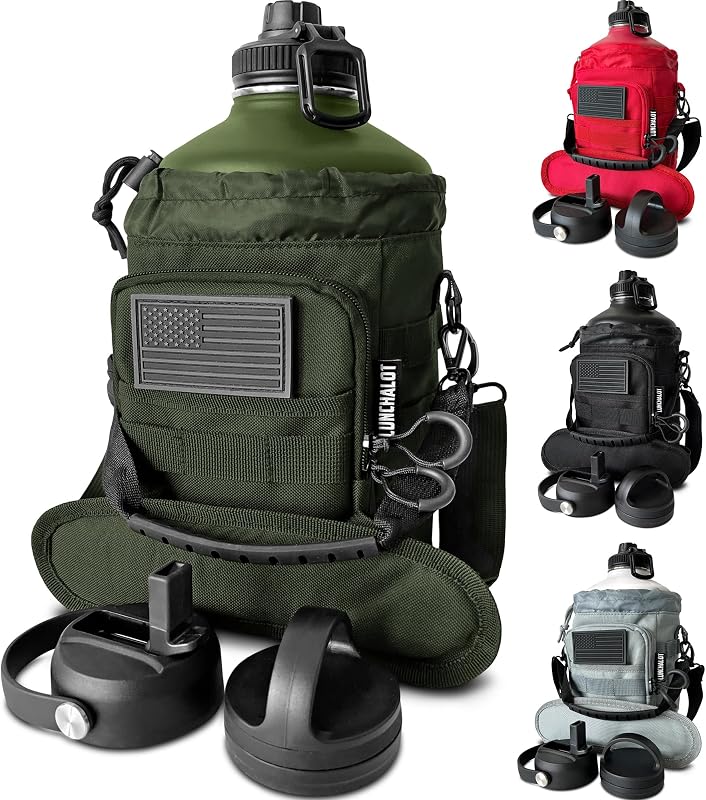 Jarra agua acero inox 128oz popote bolsa transporte verde