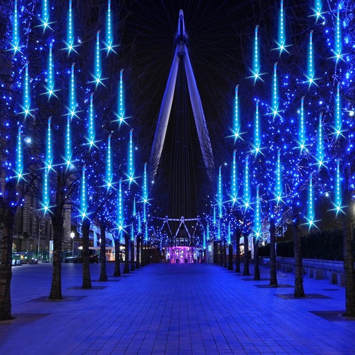 Luces navideñas meteoritos 16 tubos 384 LEDs impermeables