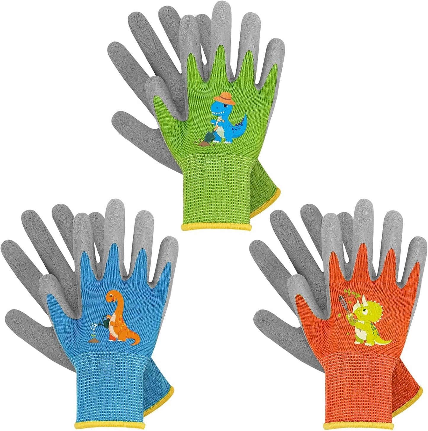 Guantes jardinería niños 3 pares goma recubrimiento