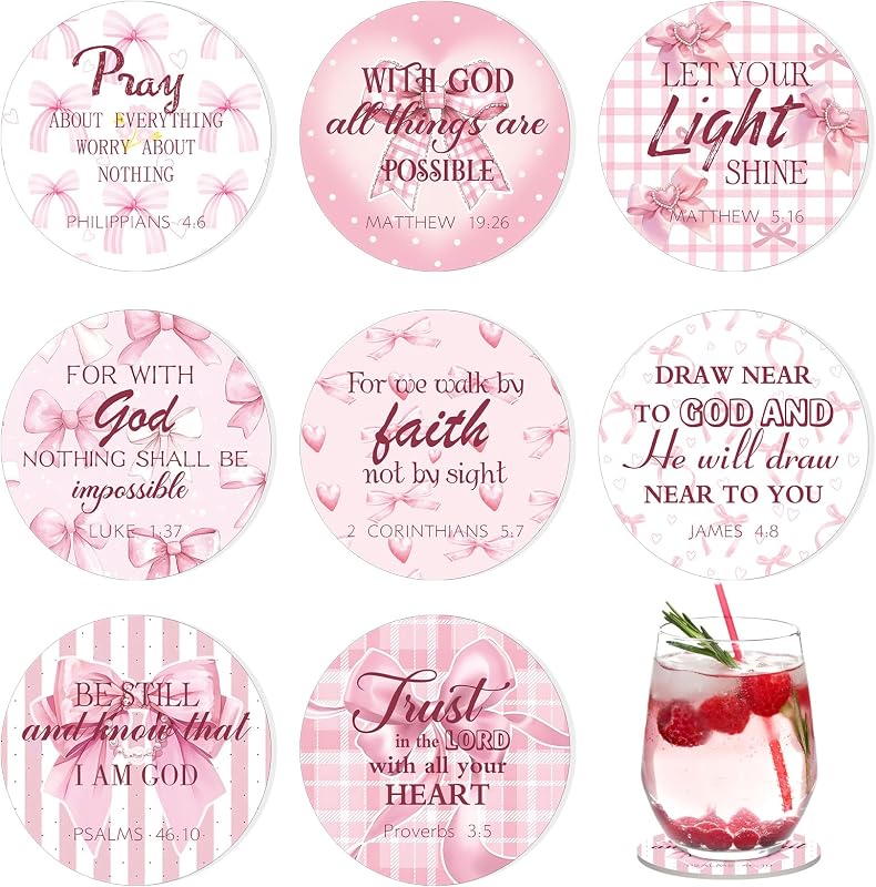 8 Pzas Posavasos Lazo Rosa San Valentín