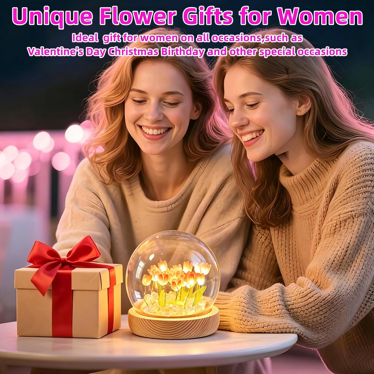 Lámpara tulipán con cúpula cristal para hogar y regalo