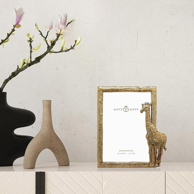 Marco fotos jirafa 4x6pulg vertical decoración hogar dorado