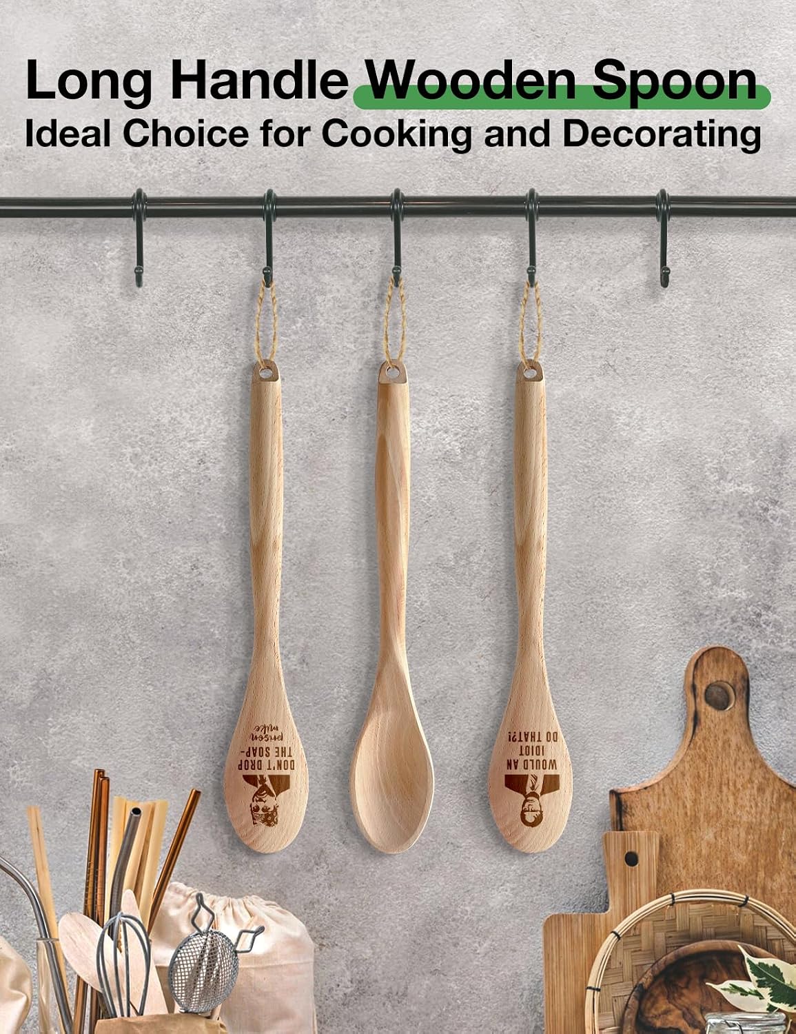 2 Cucharas Madera Grabadas Regalo Cocina