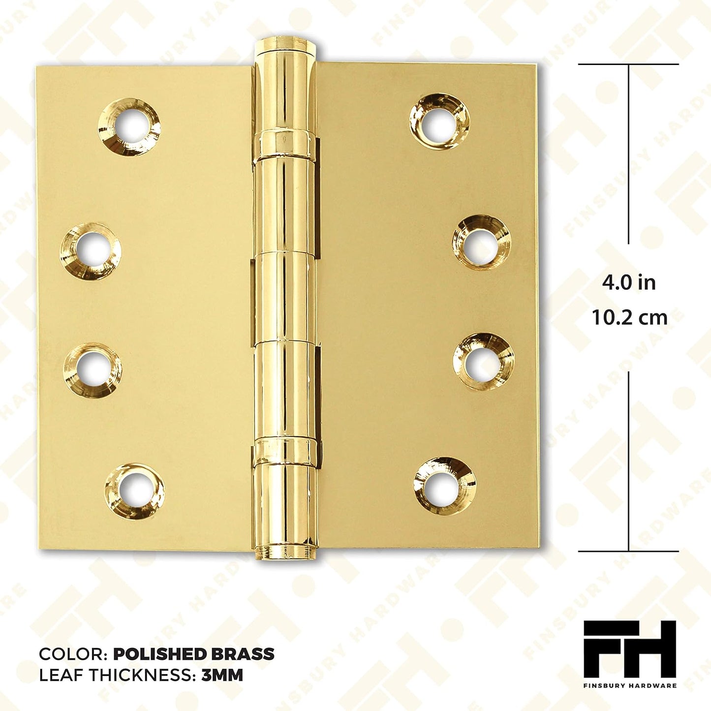 Bisagra puerta latón pulido 4x4 pulg set 2