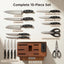 Set cuchillos acero inox con afilador y bloque madera